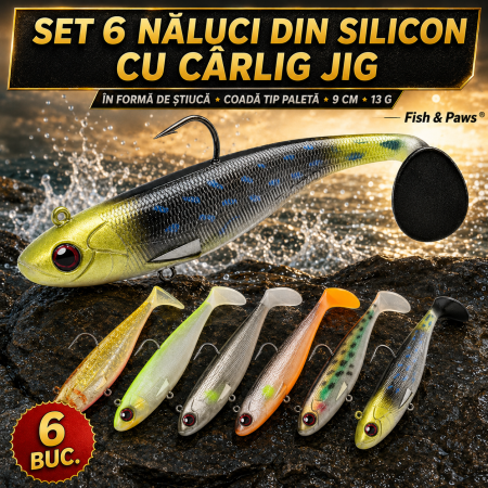 Set 6 naluci din silicon cu carlig jig, culori naturale [0]