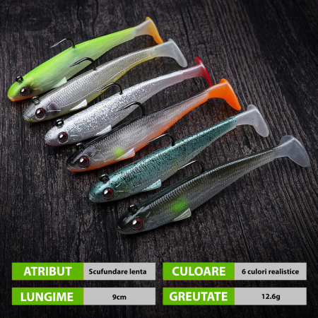 Set 6 naluci din silicon cu carlig jig, culori naturale [3]
