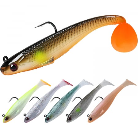 Pescuit - Set 6 naluci din silicon cu carlig, multicolor