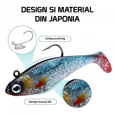 Set 6 naluci din silicon cu carlig jig, culori realistice [2]