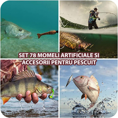 Set 78 momeli artificiale si accesorii pentru pescuit [4]