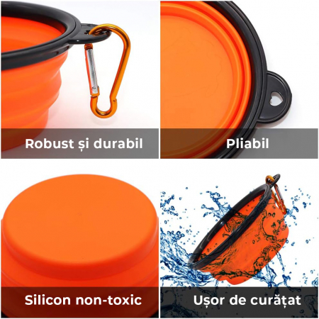 Sticla portabila de apa cu 2 boluri pliabile pentru Caini si Pisici [10]