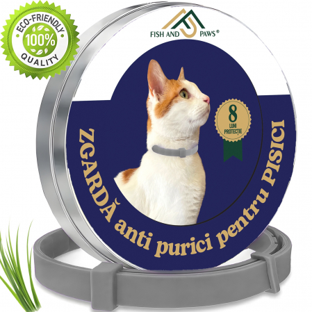 Zgarzi - Zgarda anti purici pentru pisici Gri 1 buc