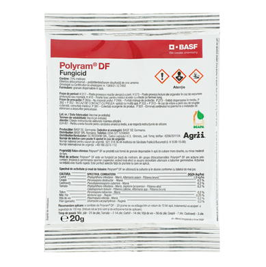 Fungicid POLYRAM DF - 20 g, BASF, Contact, Vita de vie, Tomate, Cartofi, Alternarioza, Patarea cafenie [1]