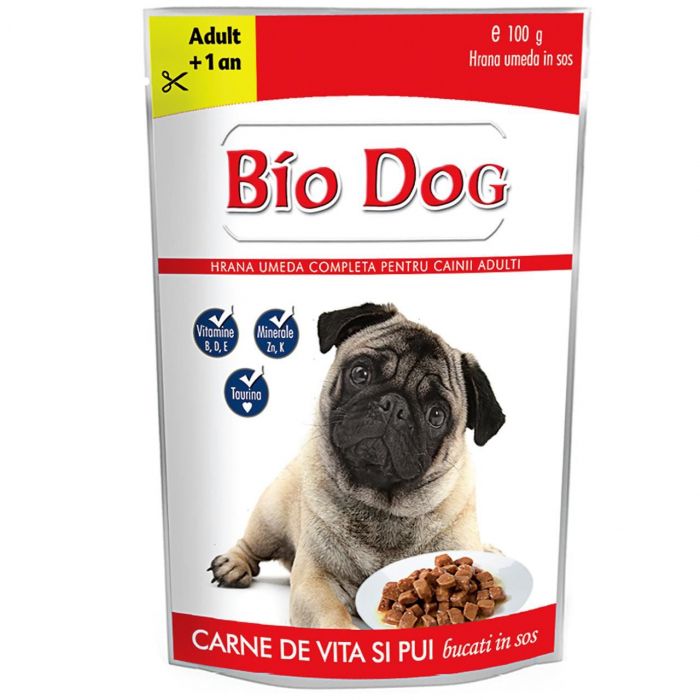 HRANA UMEDA PENTRU CAINI BIODOG PLIC PUI SI VITA IN SOS 100gr [1]