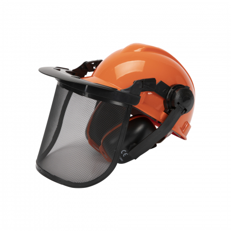 Motoburghie , motocositori si trimmere - Casca cu viziera protectie din plasa si antifoane