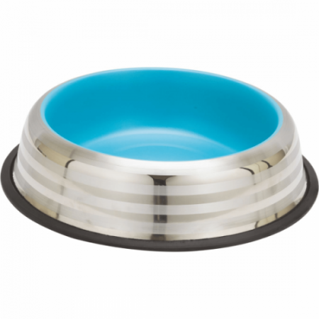 Hranitoare , adapatori si castroane - Castron din inox pentru pisici Enjoy Blue&Silver Stripes 230 ml
