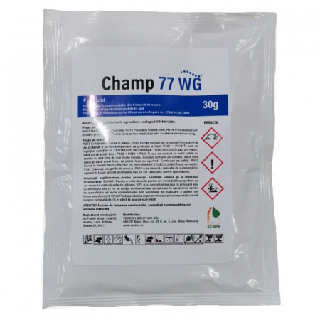 AGRICULTURA - Fungicid CHAMP 77 WG - 20 g, Nufarm, Cupru metalic, Tomate, Castraveti, Vita de vie, Cartof, Mar