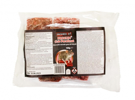 Raticide - Raticid PROKUM CUB PARAFINAT - punga 100 g, Brodifacoum, Promedivet, Otrava Sobolani si Soareci