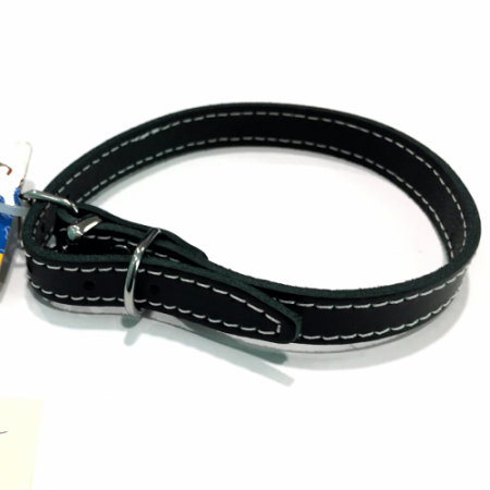 Plimbare - Zgarda reglabila din piele Enjoy L Negru 18x470mm