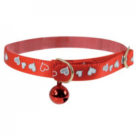Pisici - Zgarda rosie pentru pisici Heart Reflect 30 cm