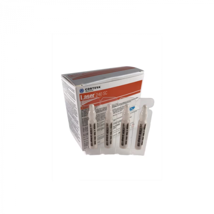 Insecticid pe baza de Spinosad, combate activitatea dunatorilor din culturile de cartofi, ceapa, castraveti, cires, mar, prun, tomate, varza, vita de vie, Laser 240 SC, 2 ml [1]