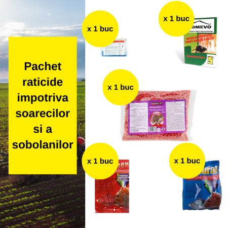Acasa - Pachet raticide otrava soareci sobolani ( Prodiorat G 200 g x 1 buc + Rodexion Pelete 200 g x 1 buc + Rodexion 200 g x 1 buc + Nocurat 200 g x 1 buc + Carticica cu lipici Homevo x 1 buc )