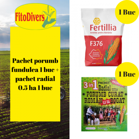 Seminte porumb - Pachet Seminte porumb Fundulea 25.000 boabe 1 buc + Pachet 3 in 1 Radial Extra 0.5 Ha 1 buc
