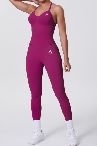 Bras - V-Form Longline FITSKIN Sports Bra Dark Fuchsia