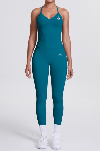Seamless - Bustiera FITSKIN V-Form Longline Midnight Green