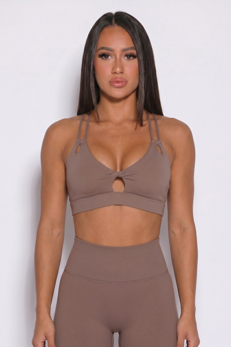 Bustiera sport cu sustinere ridicata Duo Strap, Bej Taupe [4]