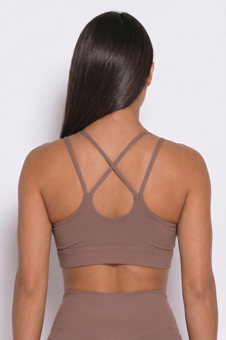 Bustiera sport cu sustinere ridicata Duo Strap, Bej Taupe [5]