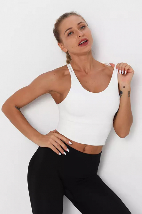 Bustiera fitness cu susținere ridicată, Alb [2]