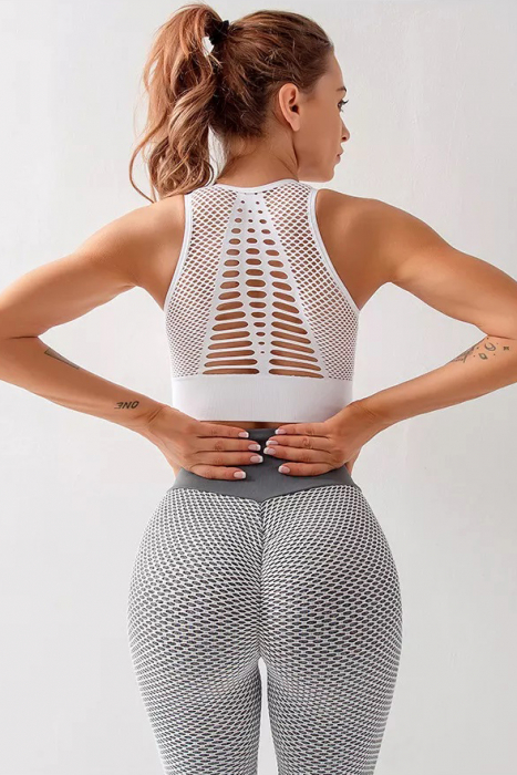 Bustiera fitness sustinere medie, Alb [2]