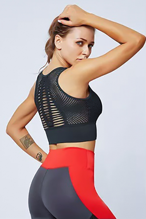Bustiera fitness sustinere ridicata, Negru [5]