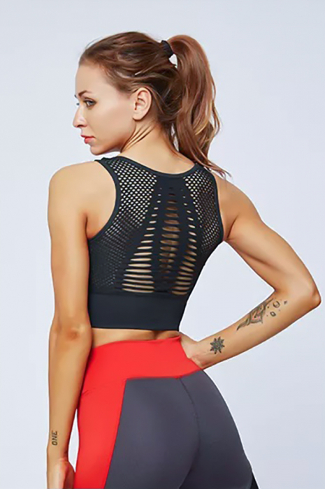 Bustiera fitness sustinere ridicata, Negru [4]