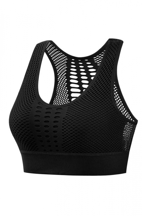 Bustiera fitness sustinere ridicata, Negru [6]