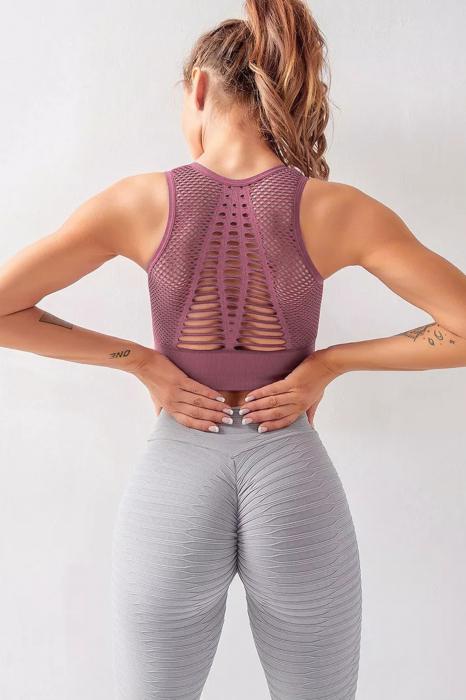 Bustiera fitness sustinere ridicata, Roz inchis [7]