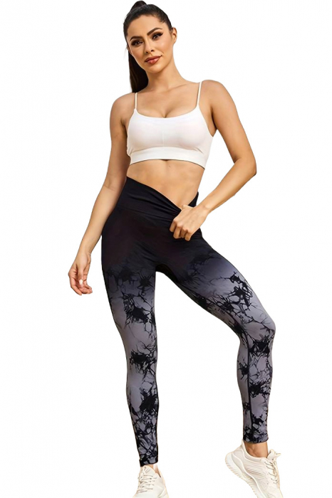 Colanti fitness modelatori Gradient Marble, Negru/Gri [5]