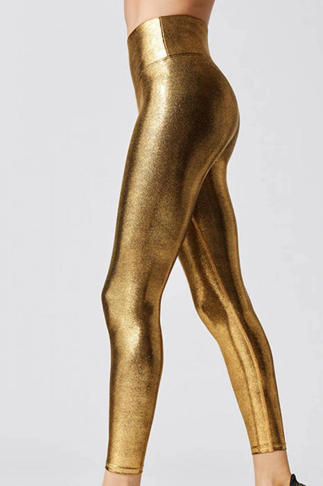 Colanti luciosi cu talie medie Bold Glamour, Gold, Auriu [2]
