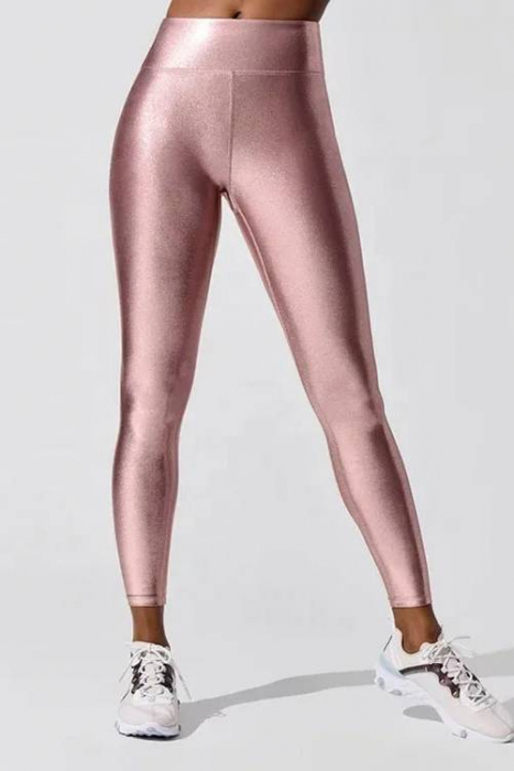 Colanti luciosi cu talie medie Bold Glamour, Rose Silver, Roz [3]