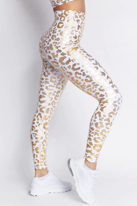 Colanti modelatori cu animal-print, Golden Leopart, Alb [2]