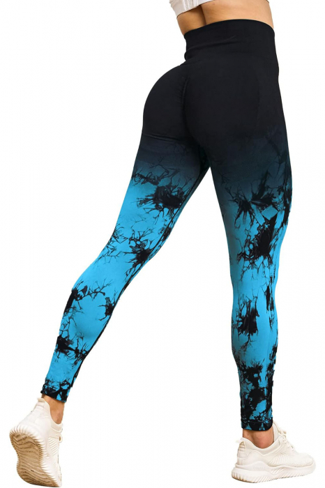 Colanti fitness modelatori Gradient Marble, Negru/Albastru [4]