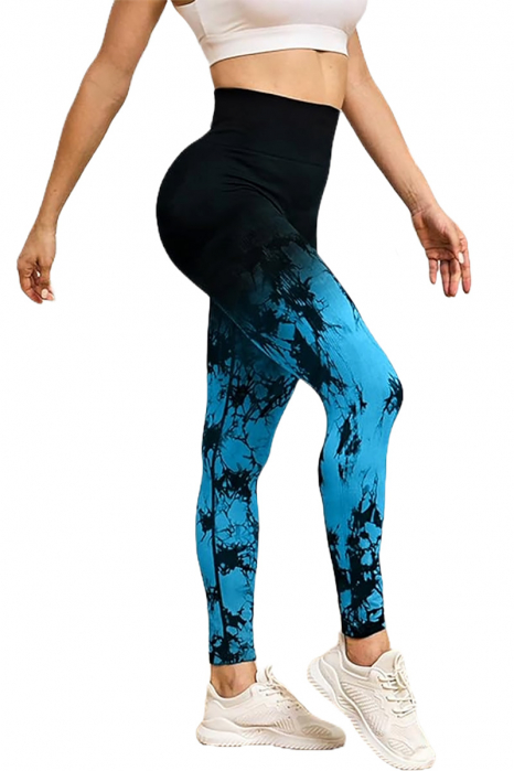 Colanti fitness modelatori Gradient Marble, Negru/Albastru [2]