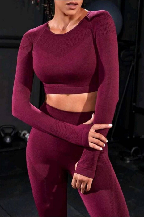 Compleu fitness dama compresiv, QueenB, Burgundy [5]