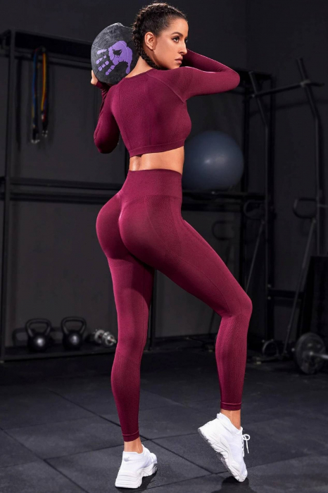 Compleu fitness dama compresiv, QueenB, Burgundy [2]