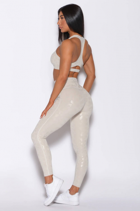 Compleu sport dama lucios din 2 piese Glam Leopard, Alb [3]