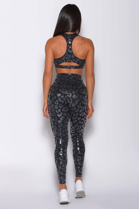 Compleu sport dama lucios din 2 piese Glam Leopard, Negru [5]