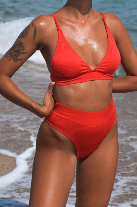 Costum de baie 2 piese Nisa, poliester, Rosu [3]