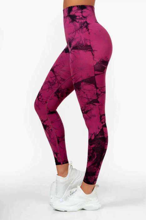 Pantaloni fitness modelatori cu elemente grafice Marble, Deep Purple [3]