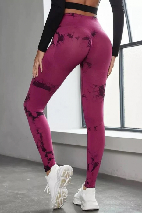 Pantaloni fitness modelatori cu elemente grafice Marble, Deep Purple [4]