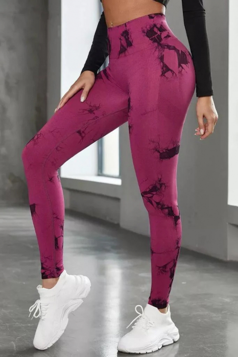 Pantaloni fitness modelatori cu elemente grafice Marble, Deep Purple [5]