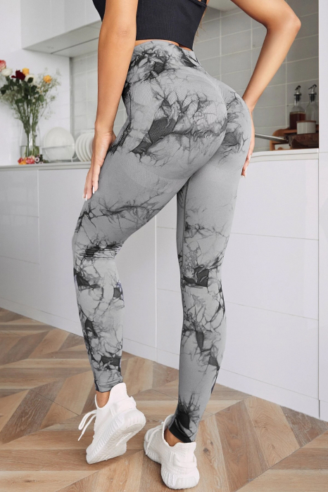 Pantaloni fitness modelatori cu elemente grafice Marble, Gri [3]