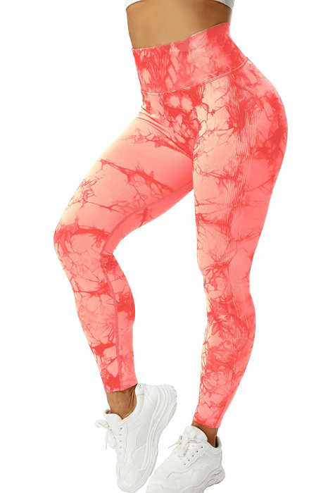 Pantaloni fitness modelatori cu elemente grafice Marble, Roz [2]