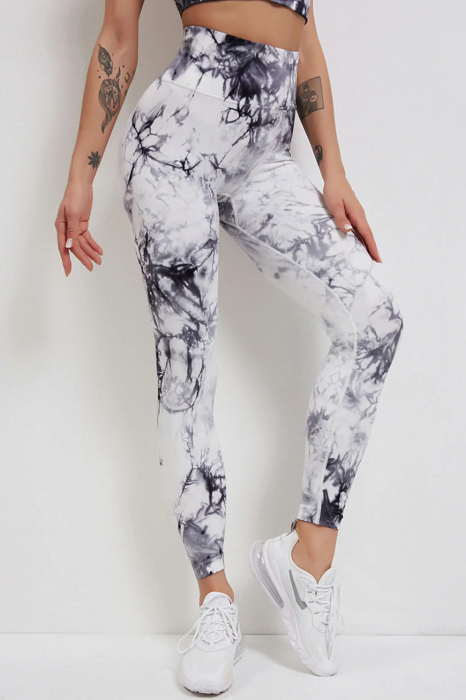 Pantaloni fitness modelatori Marble, Alb/Negru [2]