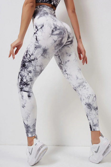 Pantaloni fitness modelatori Marble, Alb/Negru [3]