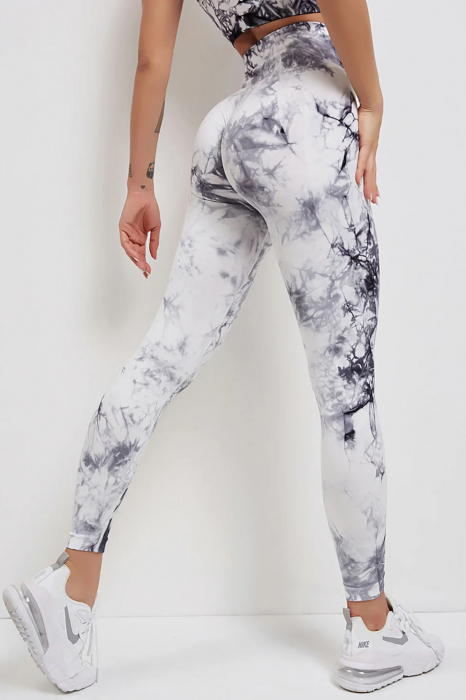 Pantaloni fitness modelatori Marble, Alb/Negru [4]