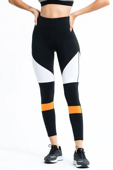 Pantaloni sport dama FiziOn Contrast, High-Performance, Multicolor, Negru/Alb [1]