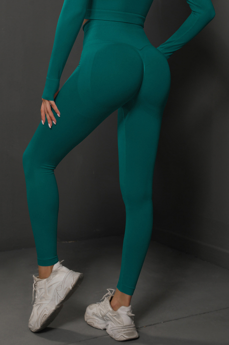 pantaloni-sport-modelatori-cu-efect-de-compresie-emerald-verde, pantaloni modelatori dama seamless fara cusaturi, colanti mulati verde [5]