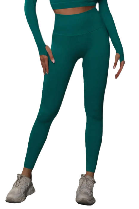 pantaloni-sport-modelatori-cu-efect-de-compresie-emerald-verde, pantaloni modelatori dama seamless fara cusaturi, colanti mulati verde [3]